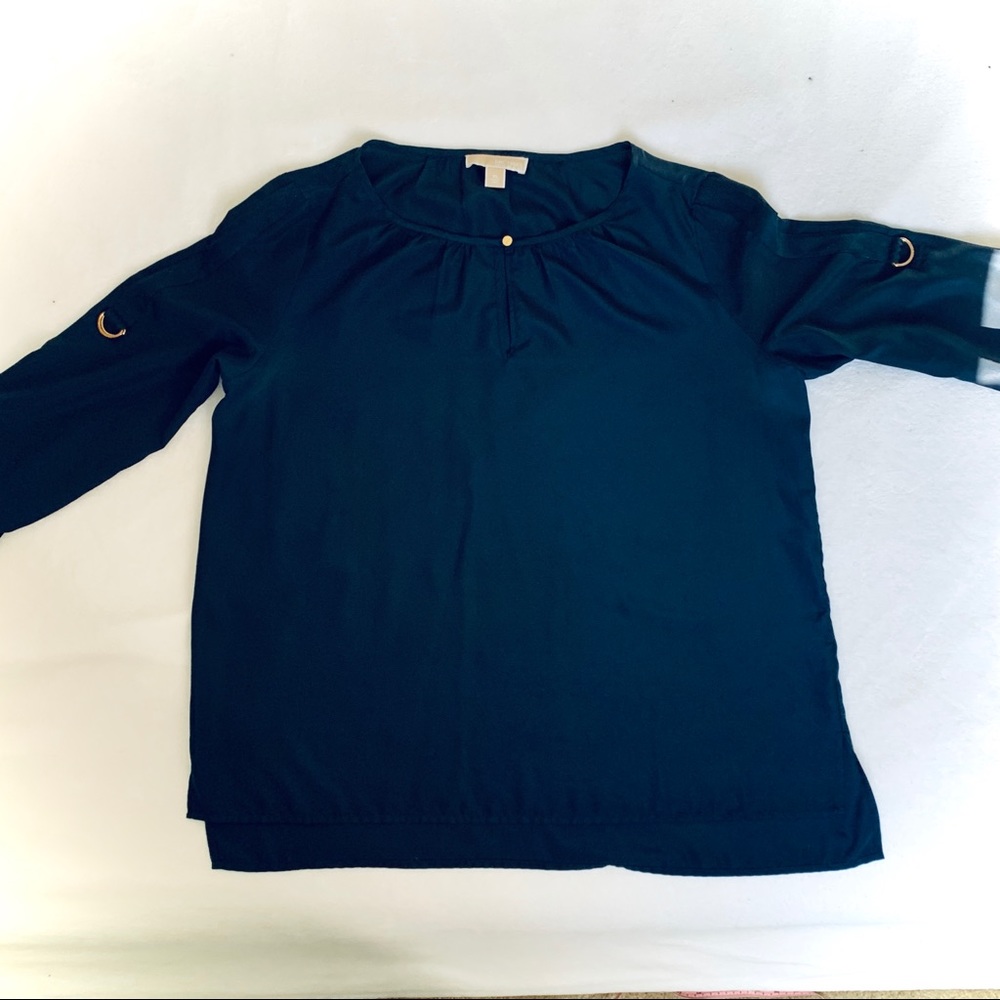 Michael Kors Navy Blouse w/ gold hardware